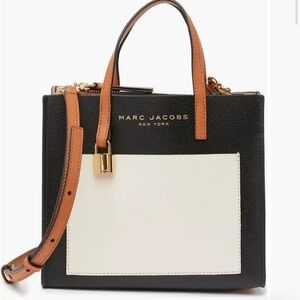 NEW Marc Jacobs Mini Grind Colorblock Leather Tote Bag Color Smoked Almond Multi
